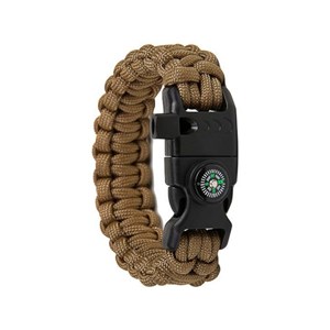 Bracelet paracorde boussole pierre à feu et sifflet 101 inc coyote