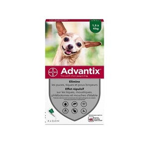 Pipettes antiparasitaire chien advantix 0,4 ml (1,5-4 kg) - bayer