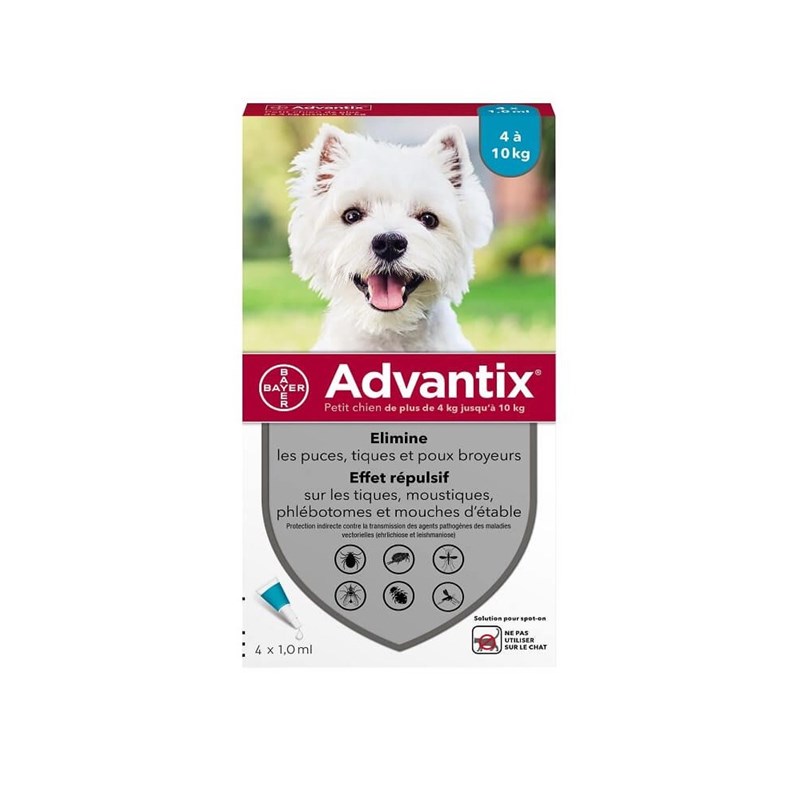 Pipettes antiparasitaire chien advantix 1 ml (4-10 kg) - bayer