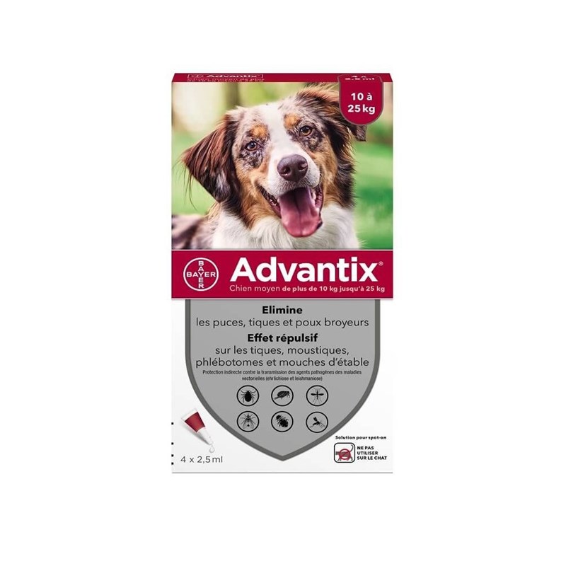 Pipettes antiparasitaire chien advantix 2,5 ml (10-25 kg) - bayer