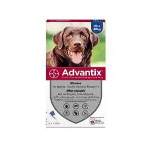 Pipettes antiparasitaire chien advantix 4 ml (25-40 kg) - bayer