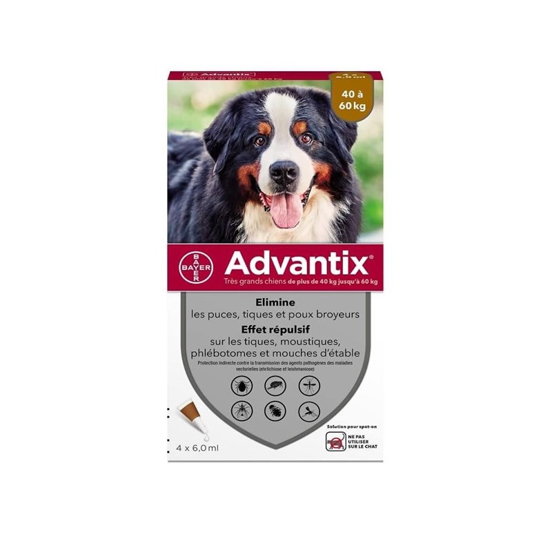 Pipettes antiparasitaire chien advantix 6 ml (40-60 kg) - bayer