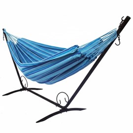 Set support en métal avec hamac simple bleu