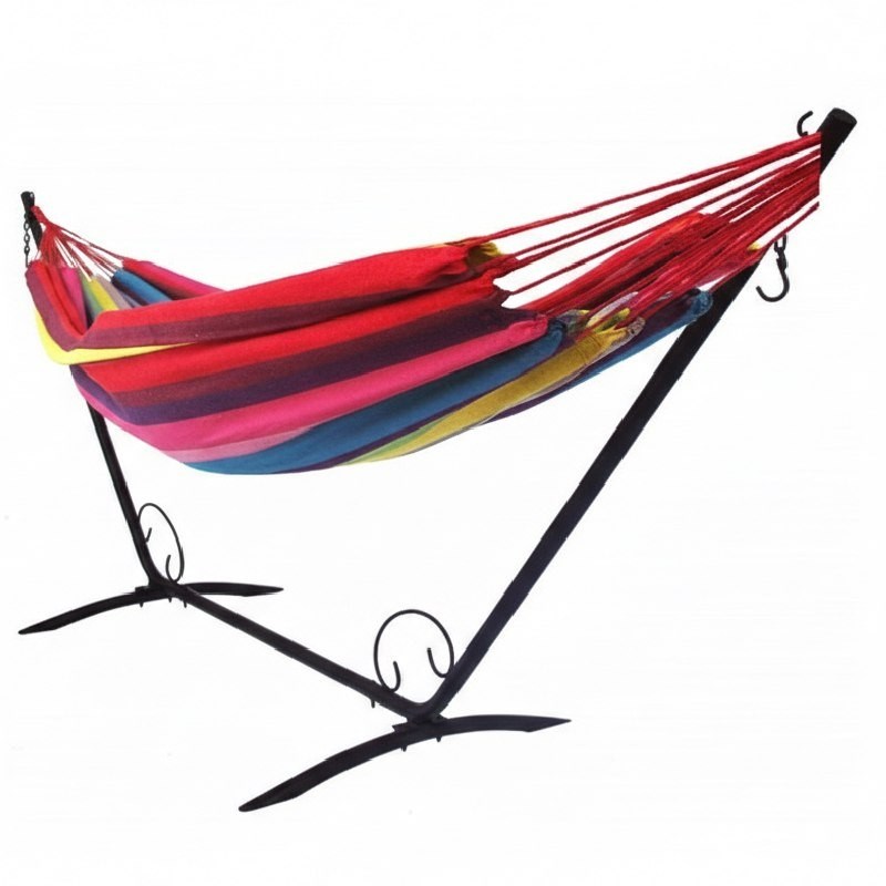 Set support en métal avec hamac simple rouge