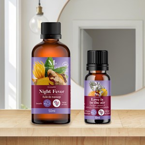 Duo huile massage & synergie - plaisir intime