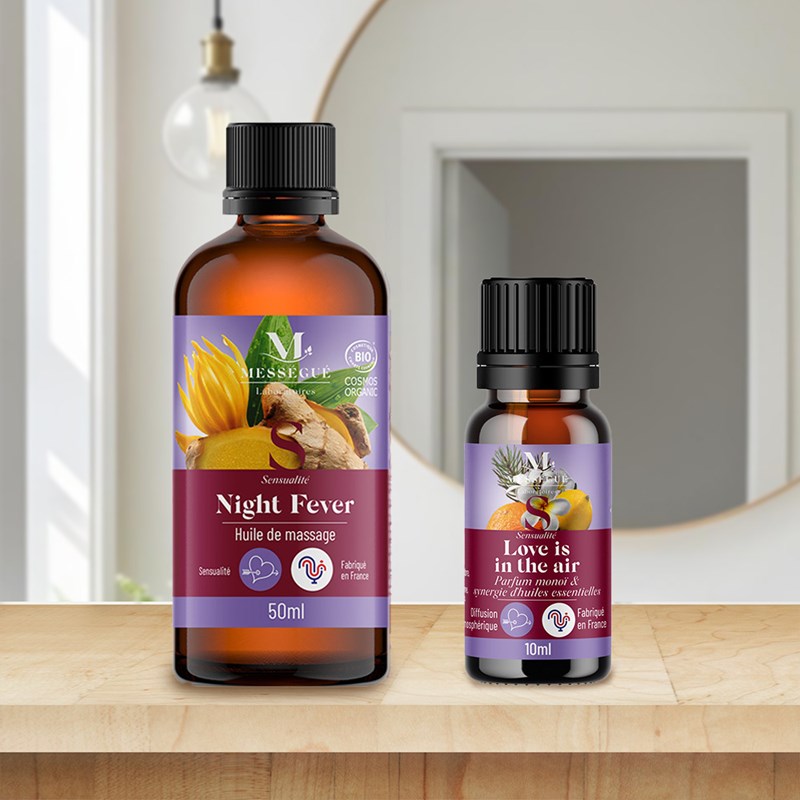 Duo huile massage & synergie - plaisir intime