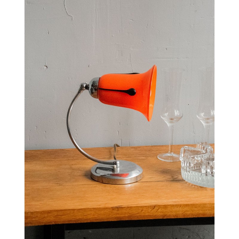 Lampe à poser orange en verre n°600