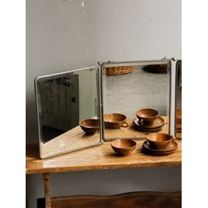 Miroir triptyque en métal et verre n°896