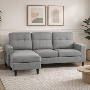 Belfast canapé d'angle 3 places en tissu gris foncé