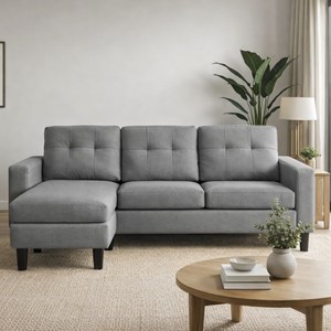 Belfast canapé d'angle 3 places en tissu gris foncé