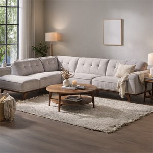 York canapé d'angle design en tissu gris 5-6 places