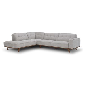 York canapé d'angle design en tissu gris 5-6 places