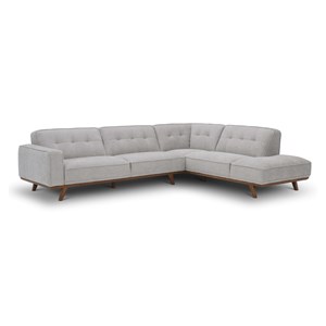 York canapé angle design en tissu gris 5-6 places