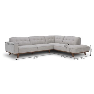 York canapé angle design en tissu gris 5-6 places