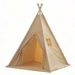 Tipi enfant gros pompons avec tapis de sol