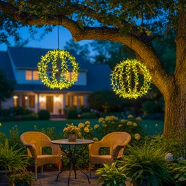 Lot de 2 boules solaires feuilles vert festy ball