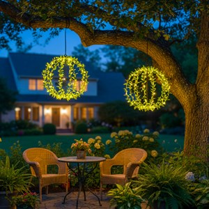 Lot de 2 boules solaires feuilles vert festy ball