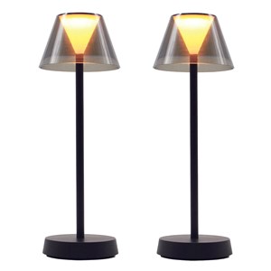 Lot de 2 lampes de table sans fil noir beverly