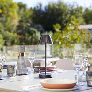 Lot de 2 lampes de table sans fil noir beverly