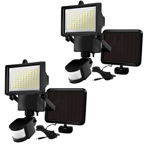 Lot de 2 projecteurs solaires sensor noir cooper