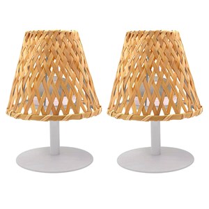 Lot de 2 lampes de table sans fil beige ibiza