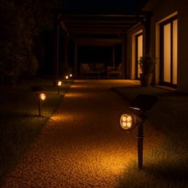 Lot de 4 spots solaires projecteurs noir spiky