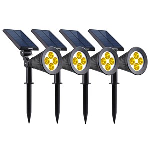 Lot de 4 spots solaires projecteurs noir spiky