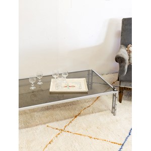 Table basse chromée en verre fumé n°666