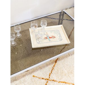 Table basse chromée en verre fumé n°666