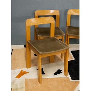 Lot de 4 chaises en orme et velours n°1159