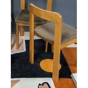 Lot de 4 chaises en orme et velours n°1159