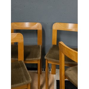 Lot de 4 chaises en orme et velours n°1159