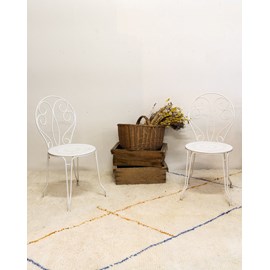Paire de 2 chaises en métal blanc n°1170