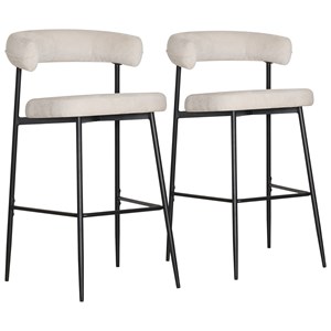 Lot de 2 tabourets de bar beiges théa