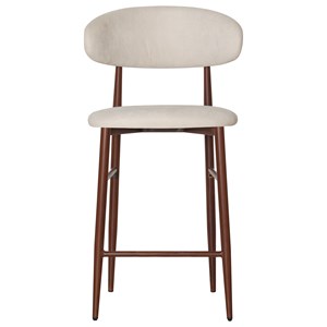 Lot de 2 tabourets de bar beige et métal effet bois foncé simon