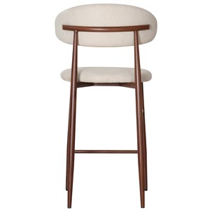 Lot de 2 tabourets de bar beige et métal effet bois foncé simon