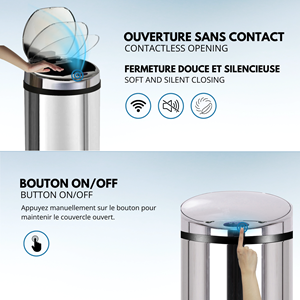 Poubelle de cuisine automatique argent artic
