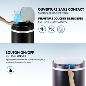 Poubelle de cuisine automatique noir soho
