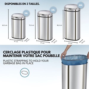Poubelle de cuisine automatique argent majestic