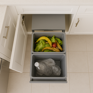 Poubelle tri sélectif encastrée gris hype