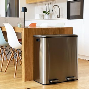 Poubelle de cuisine tri sélectif argent major