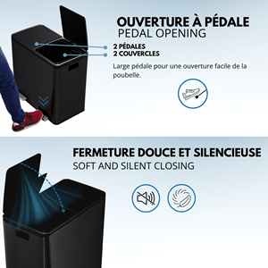 Poubelle de cuisine tri sélectif noir major