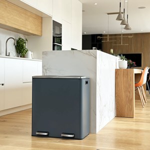 Poubelle de cuisine tri sélectif gris major