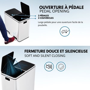 Poubelle de cuisine tri sélectif blanc major