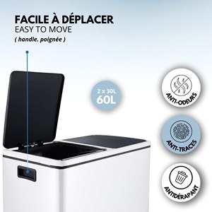 Poubelle de cuisine tri sélectif blanc major