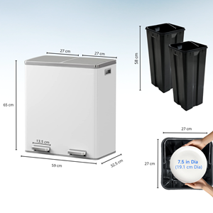 Poubelle de cuisine tri sélectif blanc major