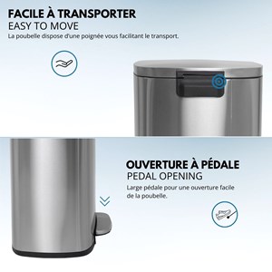 Poubelle de cuisine à pédale argent admiral