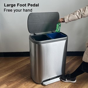 Poubelle de cuisine tri sélectif argent empire