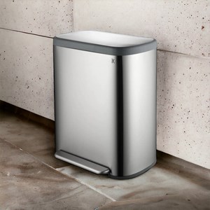 Poubelle de cuisine tri sélectif argent empire