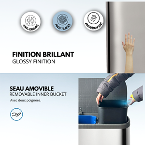 Poubelle de cuisine tri sélectif argent empire